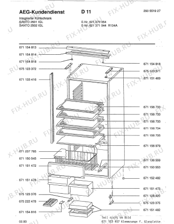 Взрыв-схема холодильника Aeg SAN2502 I - Схема узла Housing 001